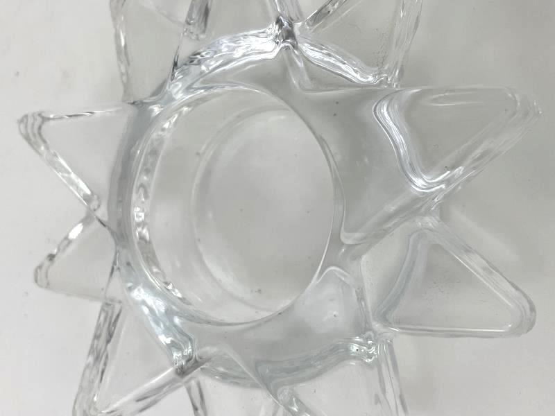 Lot of 2 PartyLite Flaming Star Glass Tealight Candle Holders Clear