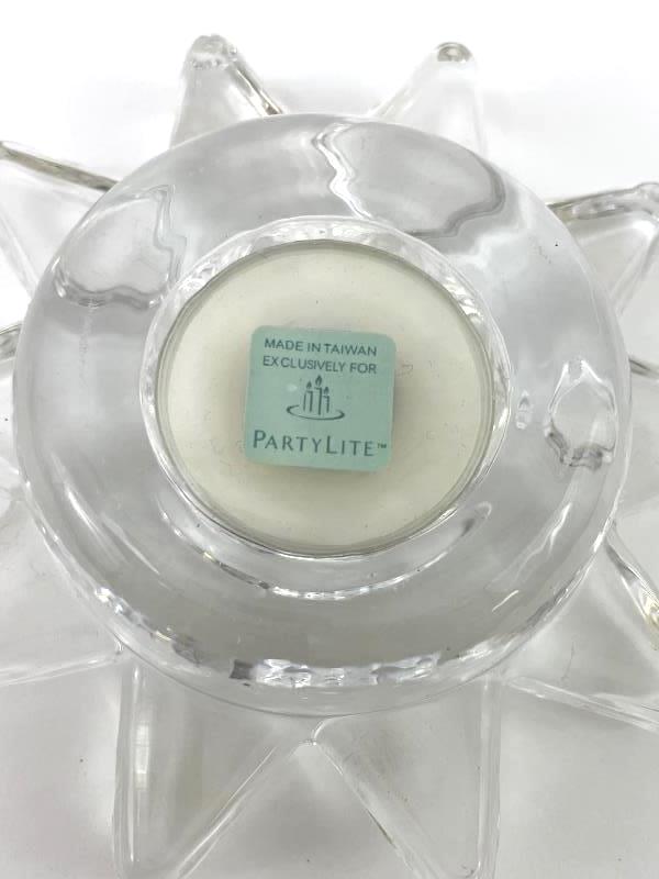 Lot of 2 PartyLite Flaming Star Glass Tealight Candle Holders Clear
