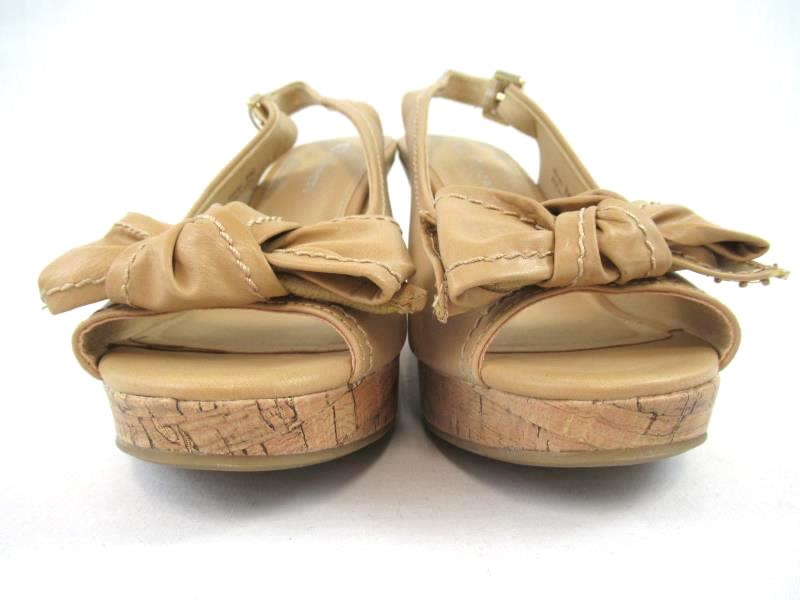 CL By Laundry Shoes Wedge Cork Heels Nude Faux Leather Women's Size 9 Medium