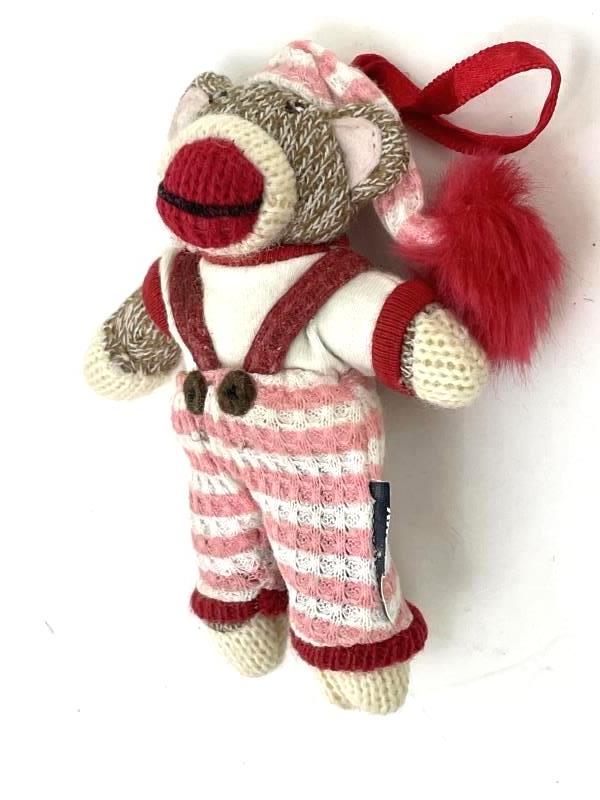 Lot of 4 Hand Crafted Christmas Ornaments Hmong Santa Mrs. Claus Sock Monkey
