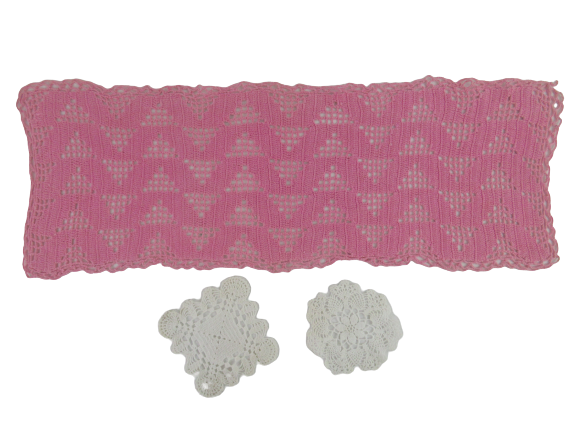 Lot of 6 Doilies Vintage Handmade Crocheted Red Pink Beige Orange White