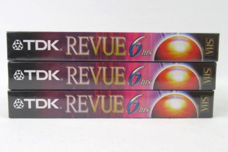 Lot of 3 Sealed TDK Revue HS 6 hours Blank VHS Tape Premium Quality T120RVBH