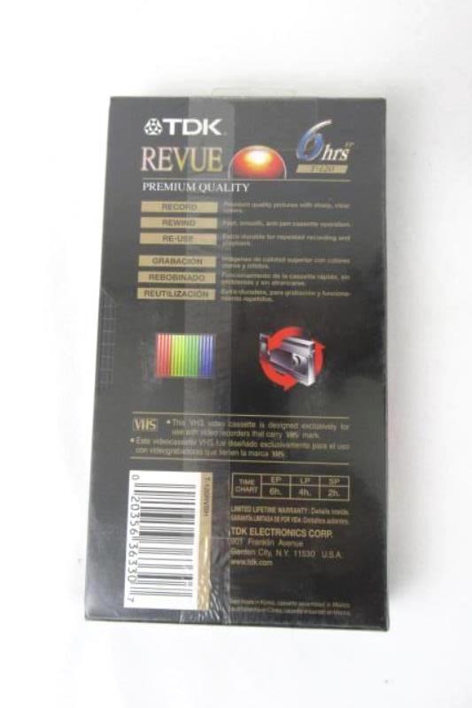 Lot of 3 Sealed TDK Revue HS 6 hours Blank VHS Tape Premium Quality T120RVBH