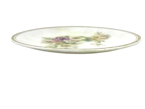 Antique Knowles Taylor Knowles K.T. & K. Porcelain Plate 8" Pansies 3012 Crazing
