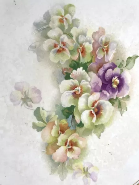 Antique Knowles Taylor Knowles K.T. & K. Porcelain Plate 8" Pansies 3012 Crazing