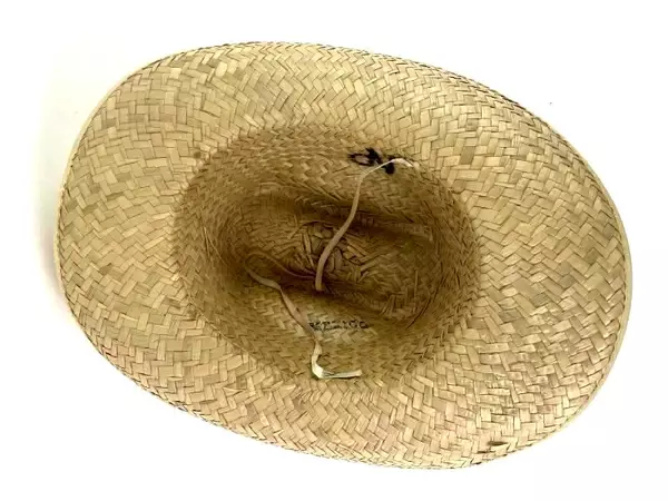 Vintage Men's Straw Hat South Western Tan Black Ribbon Made In Mexico