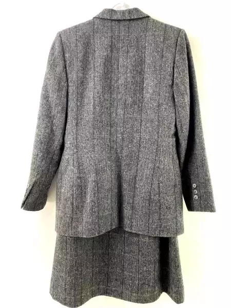 Vintage HB II Harve Benard Women's Grey Tweed Jacket & Skirt Suit Set Sz 4 Wool