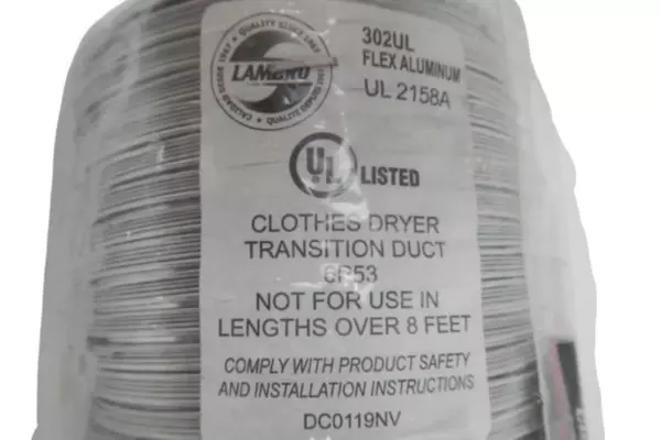 Lambro L3120UL Aluminum Flexible Clothes Dryer Transition Duct w/ Clamp 4" x 8'