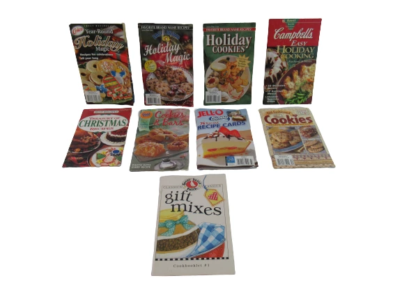 Lot of 9 Holiday Paperback Cookbooks Crisco Eagle Brand Campbell's Gold Medal