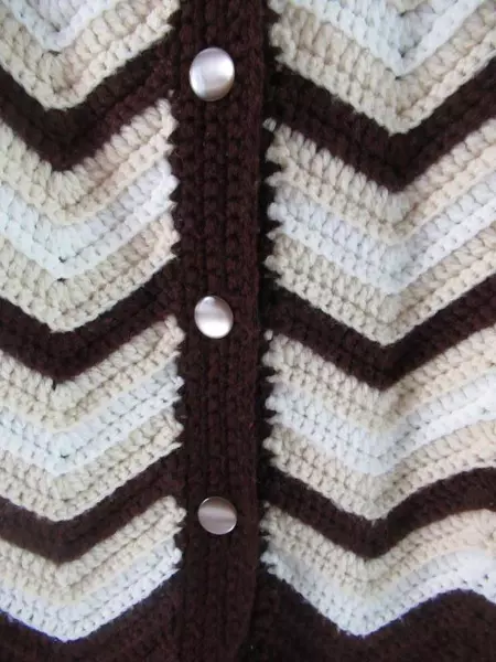 Vintage Homemade Knit Button Up Front Poncho Sweater Women's Sz Medium Brown