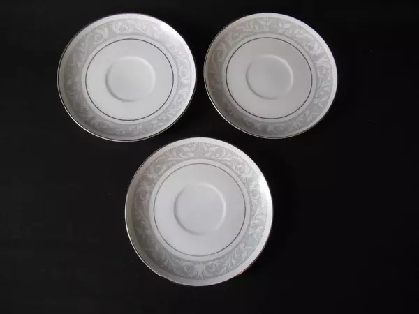 Lot of 3 Imperial China Whitney Salad Plates W. Dalton 6.25in Gray Band Trim