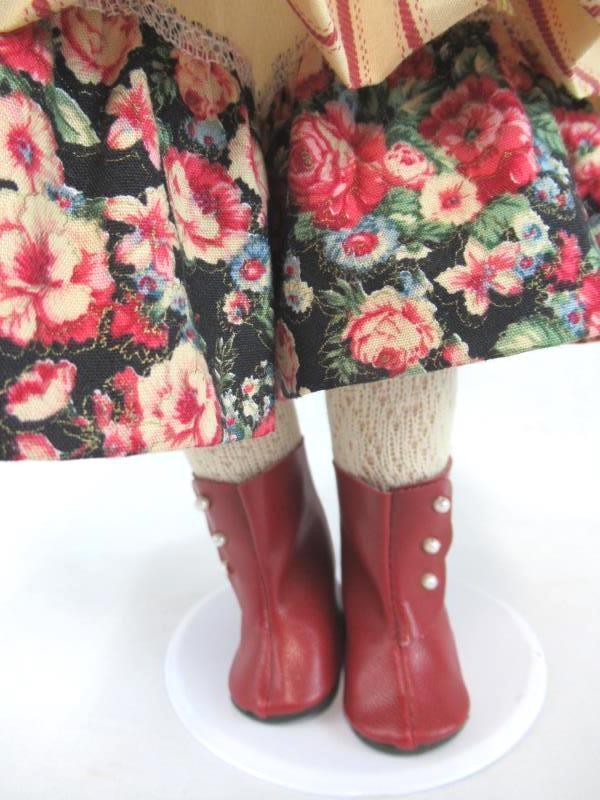 Porcelain Doll Girl Stand Brown Hair Brown Eyes Multicolor Dress Straw Hat 20"