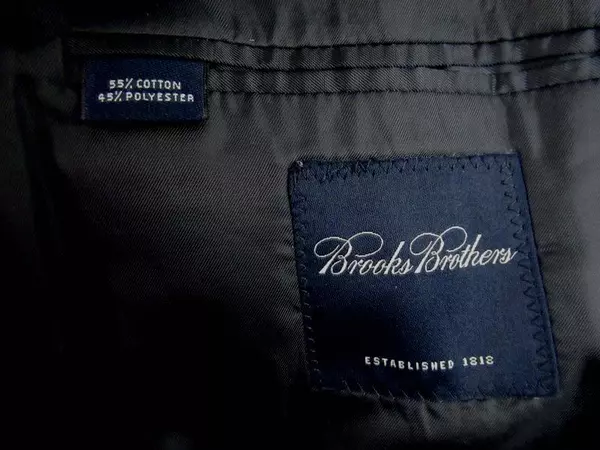 Brooks Brothers Navy Blue Blazer Jacket Men's Size 43L Shoulder Pads And Pockets