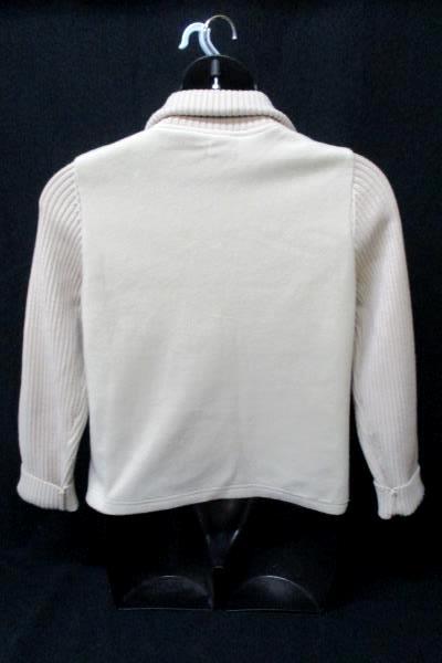 Effeci Women's Zip Up Jacket Fleece Body Knit Sleeves Beige Size Large