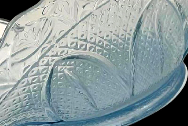 Princess House Capri Glass Basket Ice Blue Glass Floral Textured Clear