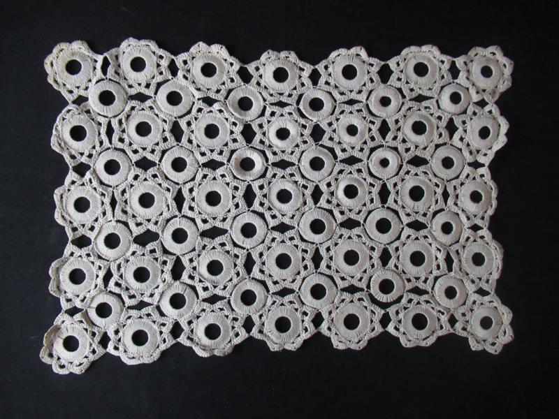 Lot of 2 Beige Floral Doily Table Runner Boho Shabby Chic Scalloped Hem