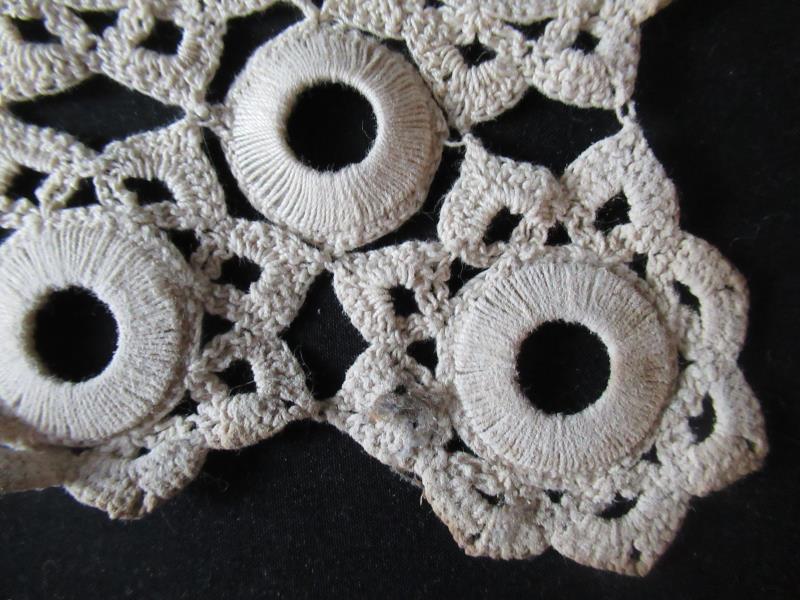 Lot of 2 Beige Floral Doily Table Runner Boho Shabby Chic Scalloped Hem