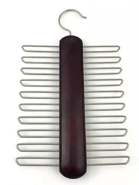 Vintage Metal & Faux Leather Tie Belt Hanger Accessories Closet Organization