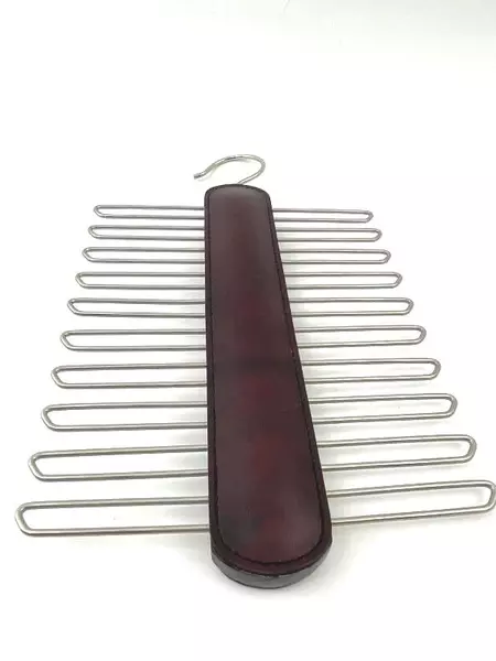 Vintage Metal & Faux Leather Tie Belt Hanger Accessories Closet Organization