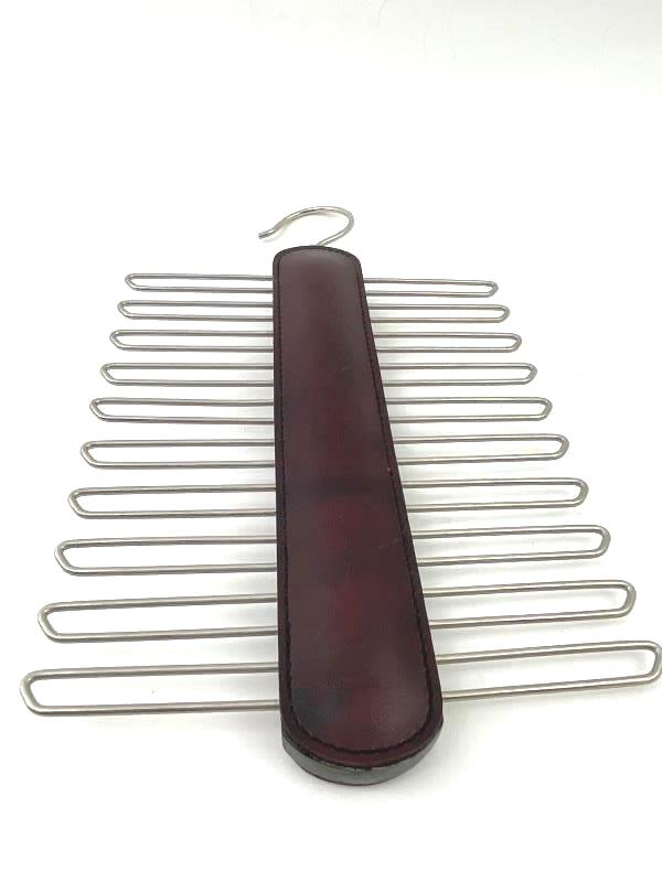 Vintage Metal & Faux Leather Tie Belt Hanger Accessories Closet Organization