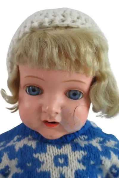 Vintage Bruno Schmidt Schutz Marke Jointed Celluloid Doll F/55 Germany