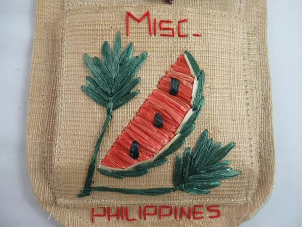 Vintage Straw Woven Letter & Bill Holder Made In The Philippines Fruits
