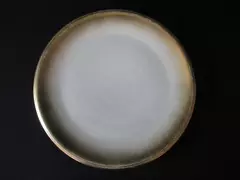 Vintage Schirnding Bavaria Porcelain Platter 11.5" Beige Gold Gilded