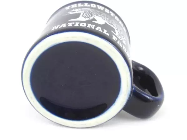 Yellowstone Souvenir Mug Cup National Park Blue White Speckled Grizzly Bear Logo