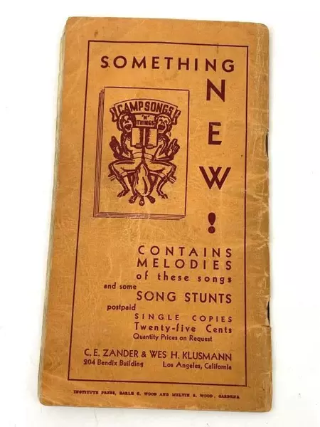 Camp Songs Popular Edition by Zander & Klusman 1938 Boy Scouts & Girls Scouts