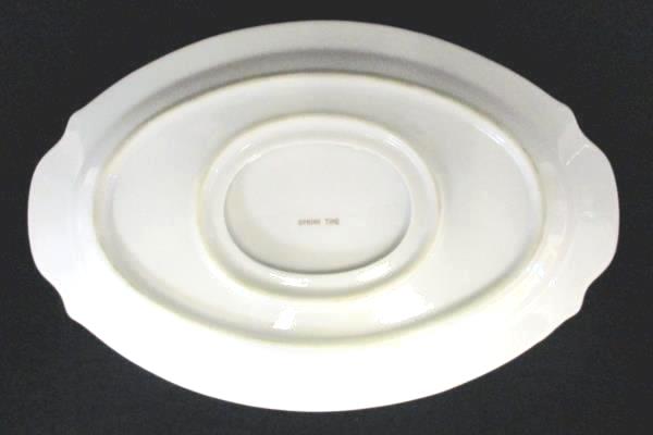 8" Gravy Boat w/ 10" Plate Spring Time China White Platinum Gilt Primrose Vine