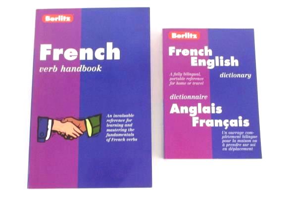 2 Lot PB Books Berlitz French English Dictionary and Verb Handbook