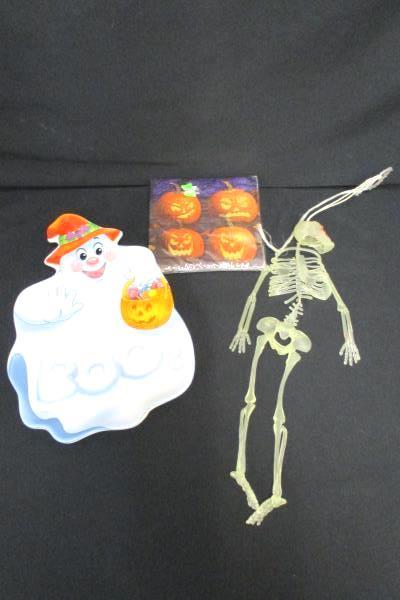 Lot of 3 Halloween Decorations Skeleton Ghouls Napkin Ghost Plate Party