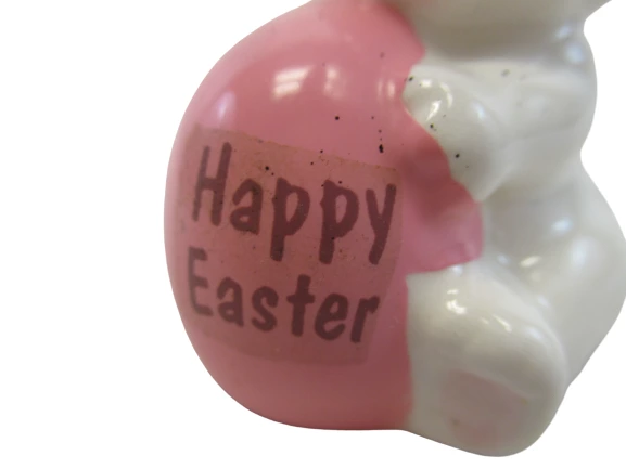 Russ Berrie Co Ceramic Easter Bunny Figurine 1133 Happy Easter 2.75in