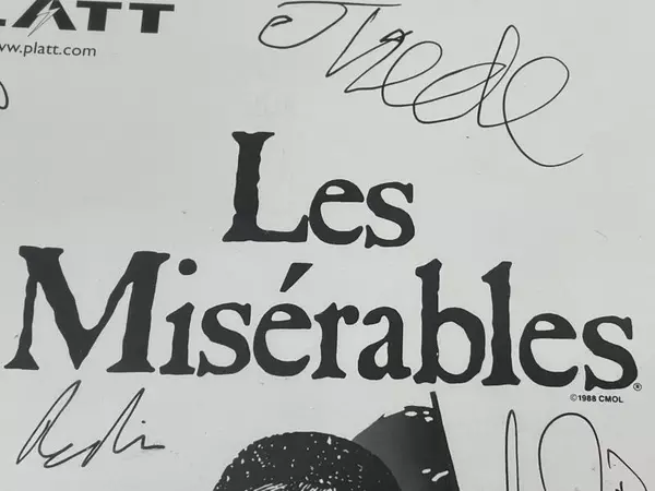 Broadway Rose Theatre Company Les Miserables Signed Cast Window Card Framed