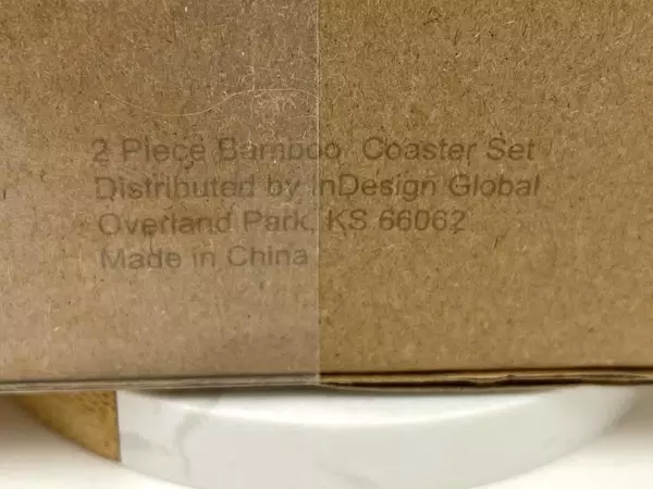 United Healthcare House Calls Bamboo Wood & White Ceramic Coasters 2 Sets