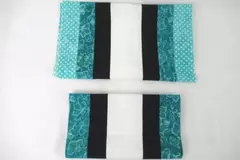 Quilt Starter Partial Quilt Teal Black White Floral Argyle Fabric Cutters Runner
