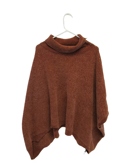 William B Rust Orange Soft Knit Poncho Style Sweater Women's Size Large