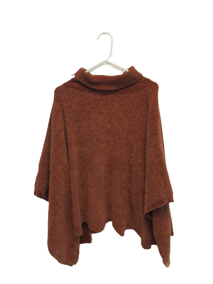 William B Rust Orange Soft Knit Poncho Style Sweater Women's Size Large