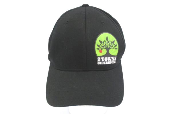 2 Towns CiderHouse Black Baseball Cap Flex-Fit Band Beer Advertising