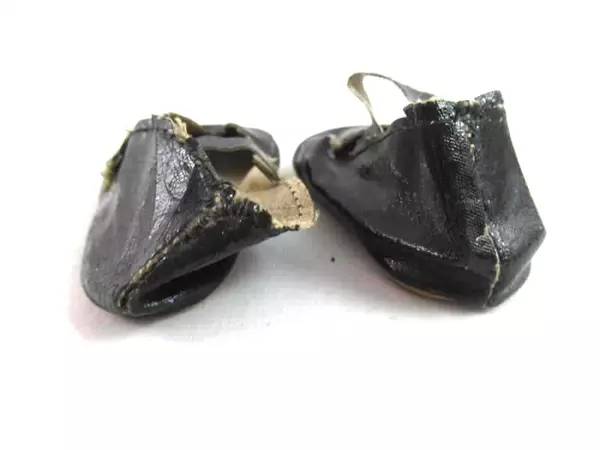 Vintage Black Flat Style Doll Shoes Size 8 Strap Snap Button Closure Wear