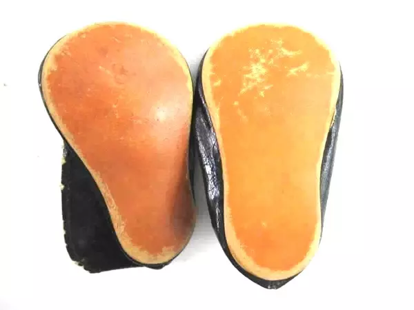 Vintage Black Flat Style Doll Shoes Size 8 Strap Snap Button Closure Wear