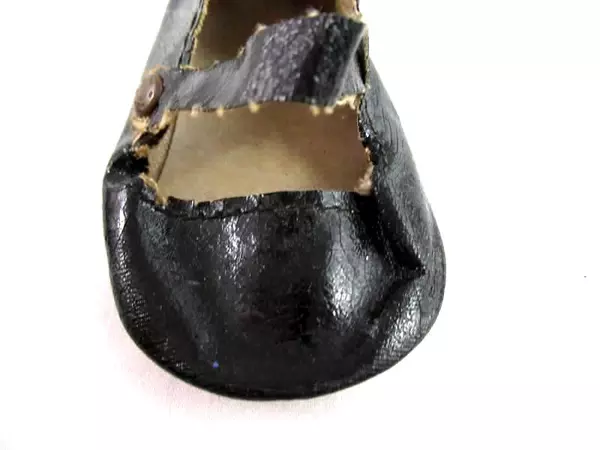 Vintage Black Flat Style Doll Shoes Size 8 Strap Snap Button Closure Wear