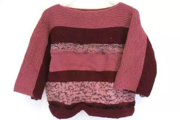 Girl's Handmade Knit Crop Sweater 3/4 Sleeves With Matching Hat Rose Pink L