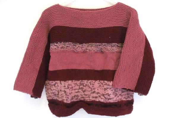 Girl's Handmade Knit Crop Sweater 3/4 Sleeves With Matching Hat Rose Pink L