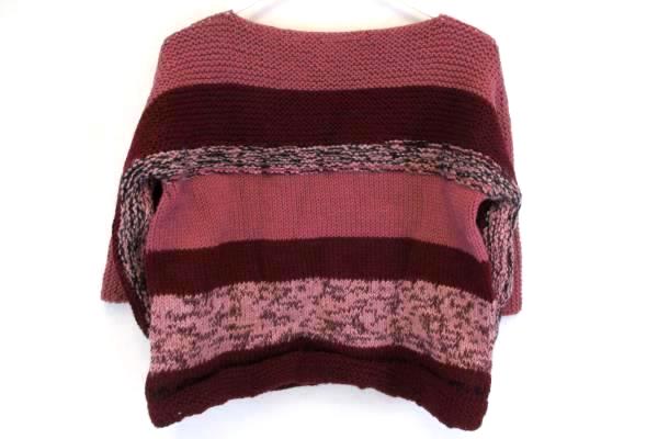 Girl's Handmade Knit Crop Sweater 3/4 Sleeves With Matching Hat Rose Pink L