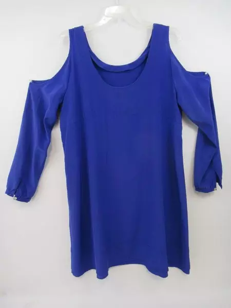 Madison By Madison Marcus Blouse Dress Royal Blue Long Sleeves Women's Size Med
