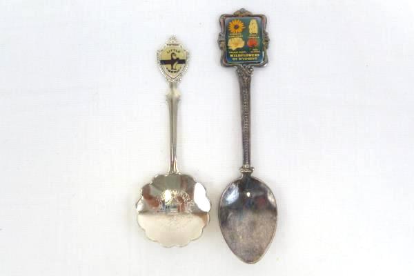 Lot of 2 Wyoming Souvenir Spoon Little America Equality State Wildflowers State