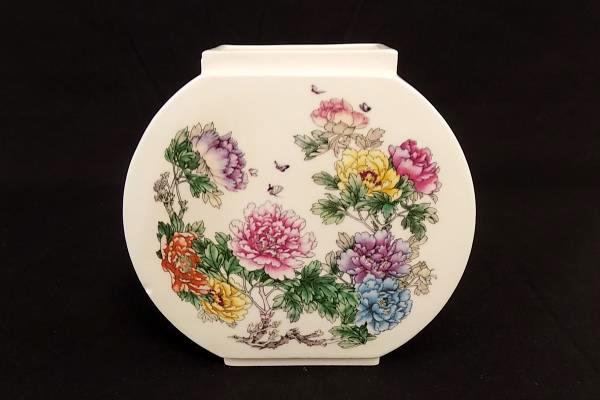 Floral Round Vase Purple Pink Blue Yellow Orange Green