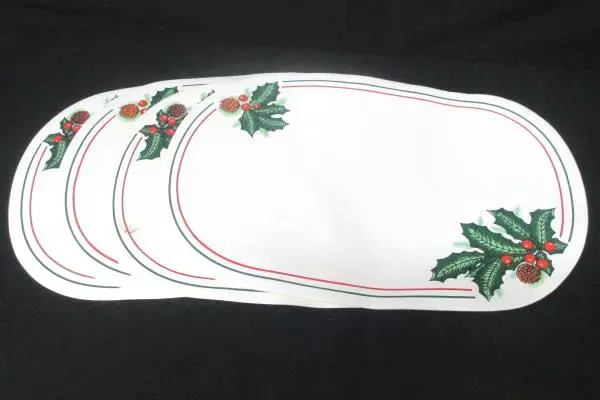Mixed Holiday Lot: 4 Place Mats Set of Taper Candle Holders Poinsettia Dollie