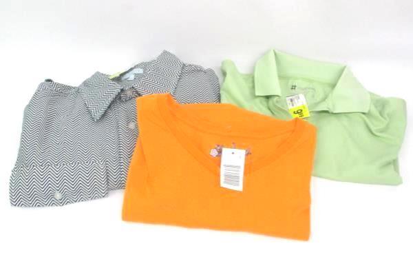 Lot of 3 Women's Shirts Size Small Orange Mint Green White Black Chevron Stripes